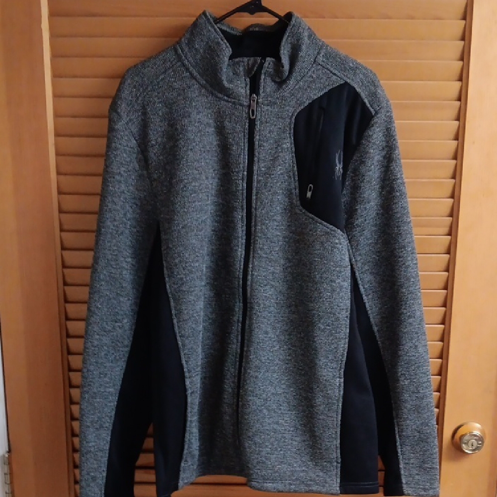 Spyder Gray and Black Zip Up Sweater